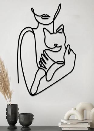 Дизайнерская деревянная картина "cat woman"  (50 x 32 см)