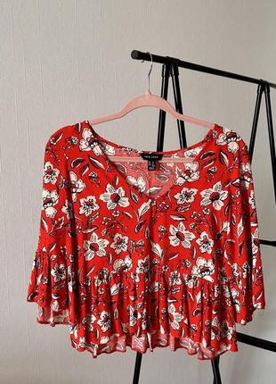 Новая красная блузка из вискозы в цветочный принт от new look ❤️