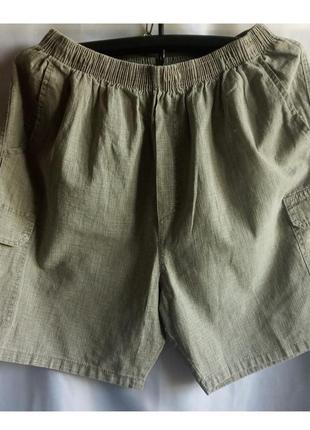 Мужские короткие шорты, карманы, цвет оливковый, большой размер