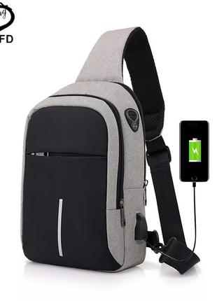 Рюкзак сумка для ноутбука або планшета на одне плече з USB