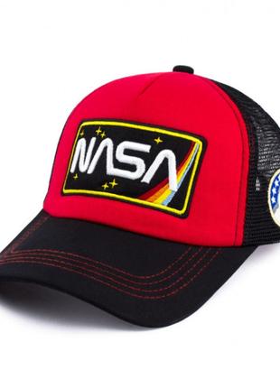 Кепка бейсболка Oscar с логотипом NASA , цвет красный с сеткой
