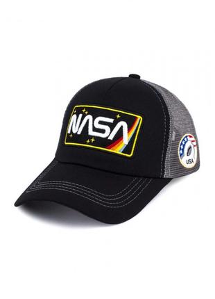 Кепка бейсболка Oscar с логотипом NASA , цвет черный с сеткой