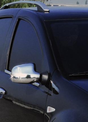 Накладки на зеркала (2 шт) Полированная нержавейка для Dacia S...