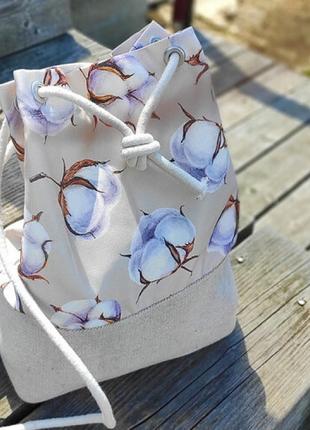Рюкзак жіночий тканинний Бутони бавовни