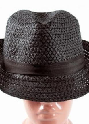 Соломенная шляпа Бевьер 28 см черная