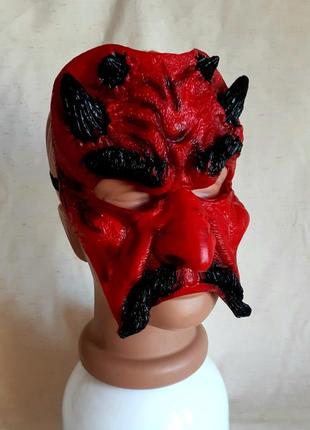 Карнавальная латексная маска демон, дьявол, черт для хэллоуина