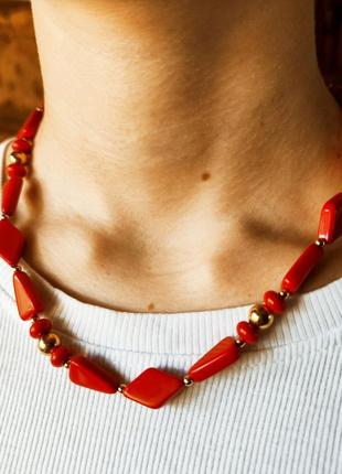 Ожерелье trifari, красные бусины, винтаж