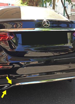 Хром полоска на задний бампер 2020-2024 (нерж) для Mercedes E-...