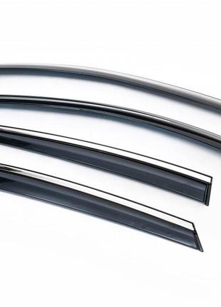 Ветровики с хромом (4 шт, Niken) для Seat Leon 2013-2020 гг.