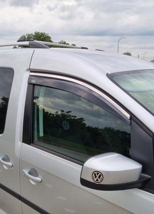 Ветровики с хромом (2 шт, Niken) для Volkswagen Caddy 2010-201...
