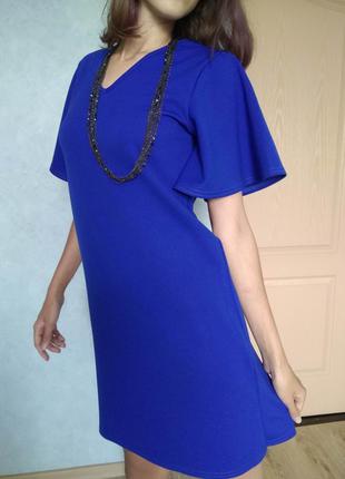 Синє міді плаття трапеція з рукавами дзвін/s/сукня ультрамарин