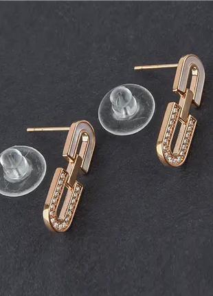 Сережки гвоздики пусети Christian Dior з кристалами золотисті ...