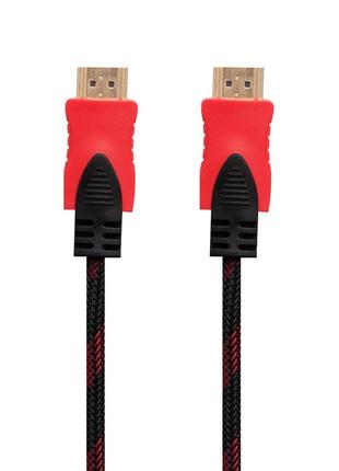 Кабель Cable HDMI- HDMI 1.4V 5m (Тканевый провод) Цвет Чёрно-К...