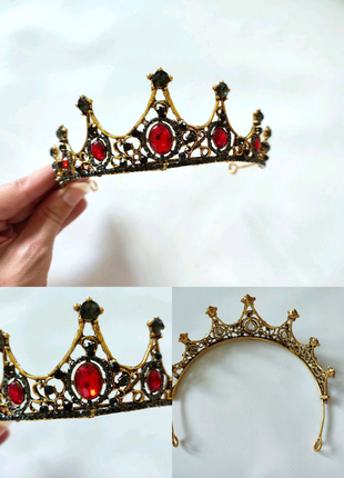 Корона діадема рубінова золота з червоними камінцями рубін вінтаж