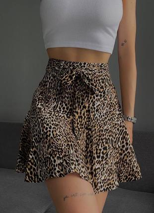 Летняя женская юбка в леопардовый принт