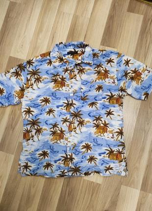 Тенниска рубашка с коротким рукавом мужская пляжная с пальмами...