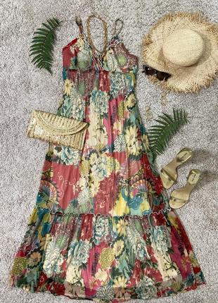 Яркое летнее пляжное платье макси сарафан No383