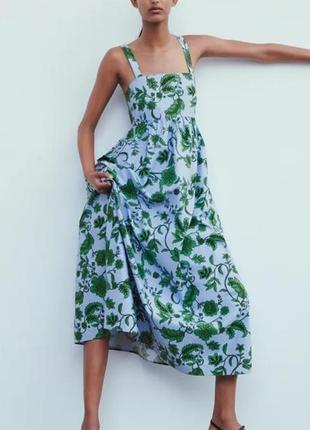 Сукня- сарафан міді zarа з квітковим принтом