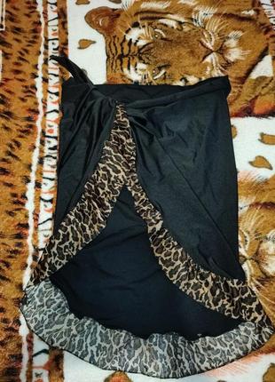 Плажная юбка -накидка леопардовая рюша