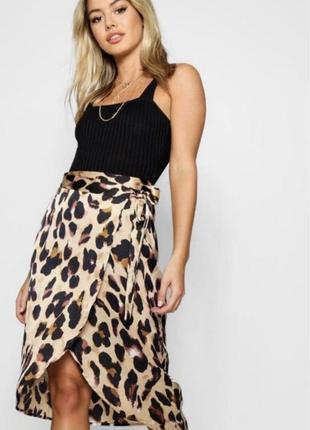 Стильная юбка юбка на запах леопард принт майка блузка