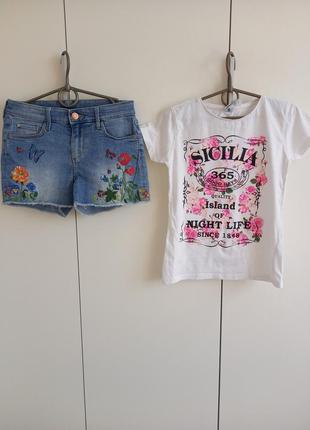 Набір літній костюм для дівчинки 9-10 років : джинсові шорти h...