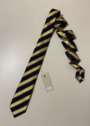 F&F Шёлк шелковый галстук из шёлка шовковий синий с желтым
