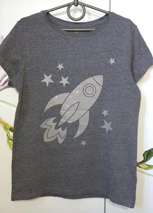 Красивая нарядная футболка с ракетой next некст для девочки 10...