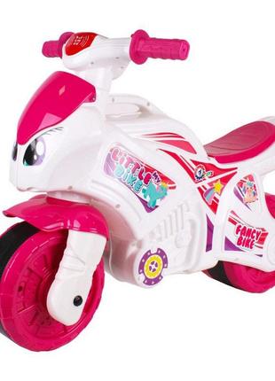 Каталка-беговел мотоцикл технок 6368txk бело-розовый музыкальный