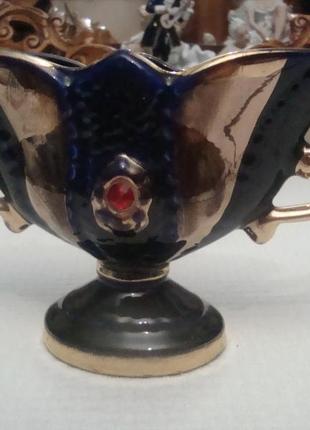 Старинная красивая ваза - ладья кобальт позолота фарфор италия №4