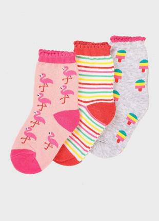 Minoti набор 3 пары носки носочки хлопковые девочке 1-2 г