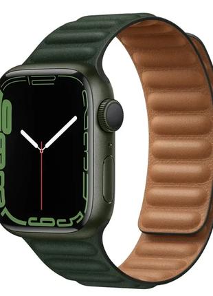 Ремінці Magnetic Leather Loop - для Apple Watch Forest Green 3...