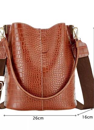 Женская сумка мешок под крокодиловую кожу шоппер кросс боди на...