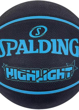 Мяч баскетбольный Spalding Highlight Черный, Синий размер 7 (8...