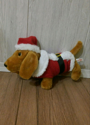 Такса в новорічному костюмі м'яка іграшка з Європи
