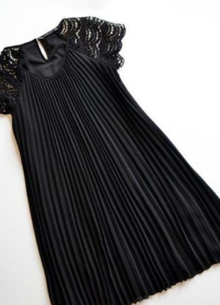 Оригинальное черное кружевное платье-миди плиссе zara размер  ...