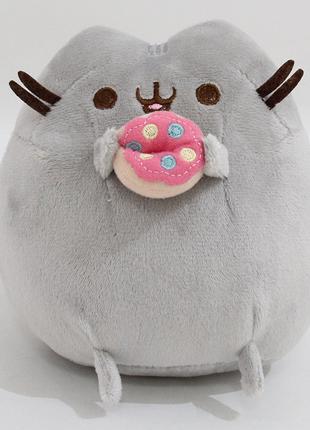 Плюшевая мягкая игрушка Кот Пушин с пончиком 15х18см Pusheen Cat