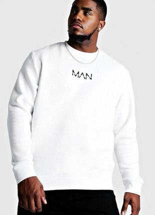 Білий светр великого розміру з принтом man