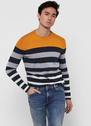 Чоловічий в'язаний  смугастий светр