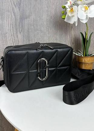 Женская стеганая сумочка клатч черный с черным