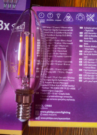 Лампа лэд Philips Е14 свечка