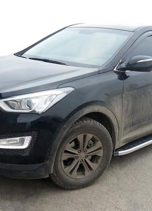 Боковые пороги Fullmond (2 шт, алюм.) для Hyundai Santa Fe 3 2...