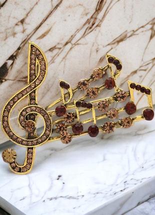 Брошка на музичну тематику скрипковий ключ з нотами brbf113568