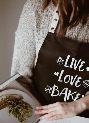 Фартук live. love. bake (чорний)