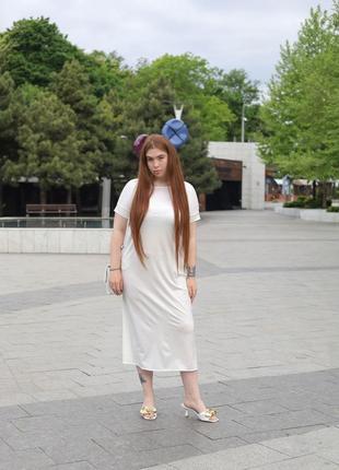 Платье свободного кроя батал idiali белый 1 (619011)