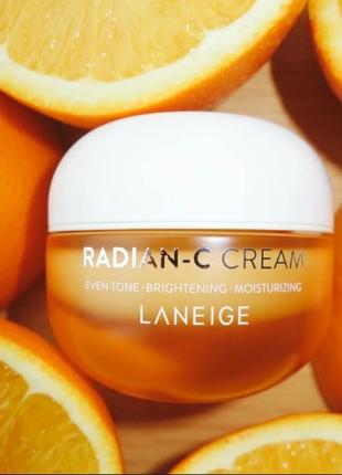 Laneige radian-c cream 10 мл увлажняющий осветляющий крем для ...