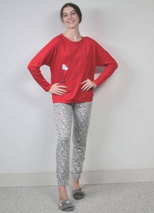 Пижама женская xxl-44 красный с серым relax mode 19932