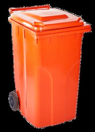 Бак для мусора на колесах с ручкой Алеана 120л оранжевый