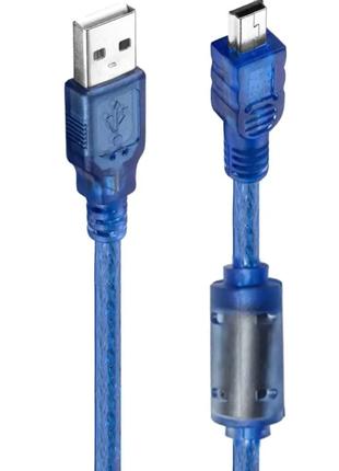 Кабель-переходник Кабель USB-mini USB 1,5 м AM/5P синий,силикон