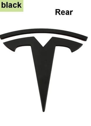 Эмблема значок на крышку заднего багажника Tesla Черный матовый