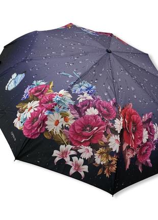 Женский зонт Toprain полуавтомат с цветами на 9 спиц #0573/4